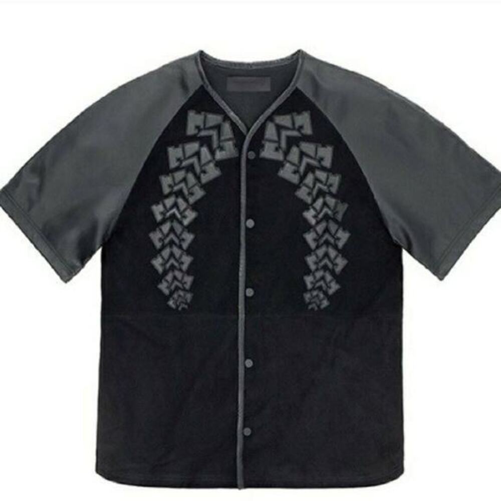 Alexander Wang x H&M S Men’s Button Up Leather Baseball‎ Jersey Shirt